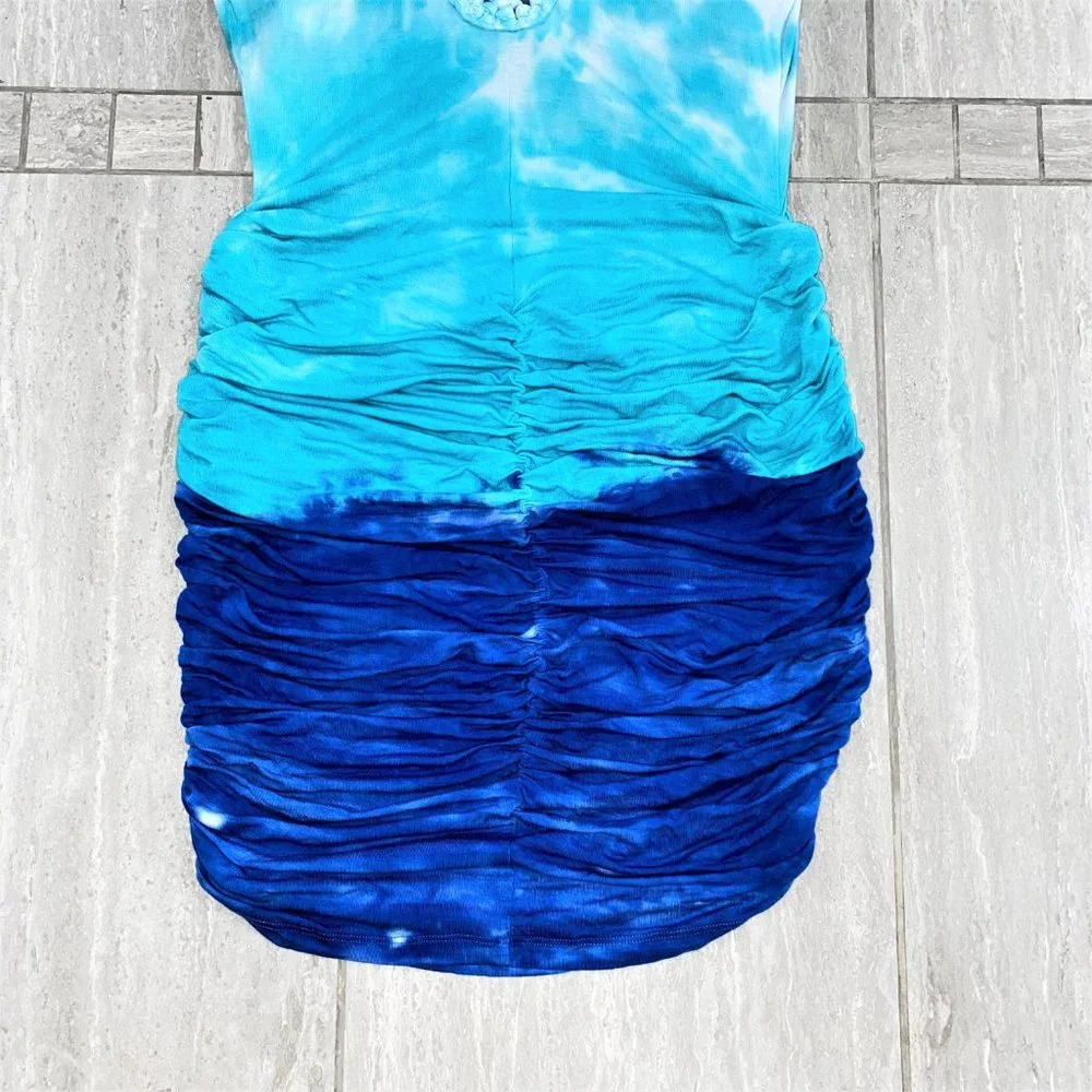 Venus Women's Bodycon Ruched Macrame Back Sleeveless Dress Blue Size S - Picture 16 of 16